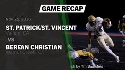 Recap: St. Patrick/St. Vincent  vs. Berean Christian  2016