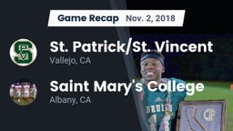 Recap: St. Patrick/St. Vincent  vs. Saint Mary's College  2018