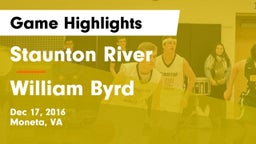 Staunton River  vs William Byrd  Game Highlights - Dec 17, 2016