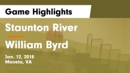 Staunton River  vs William Byrd  Game Highlights - Jan. 12, 2018