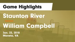 Staunton River  vs William Campbell  Game Highlights - Jan. 23, 2018