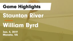 Staunton River  vs William Byrd  Game Highlights - Jan. 4, 2019