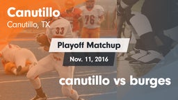 Matchup: Canutillo High vs. canutillo vs burges  2016