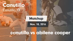 Matchup: Canutillo High vs. canutillo vs abilene cooper 2016