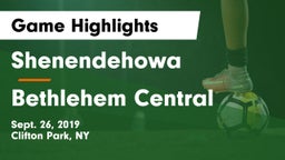 Shenendehowa  vs Bethlehem Central  Game Highlights - Sept. 26, 2019