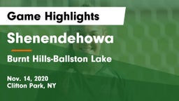 Shenendehowa  vs Burnt Hills-Ballston Lake  Game Highlights - Nov. 14, 2020