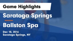 Saratoga Springs  vs Ballston Spa  Game Highlights - Dec 10, 2016