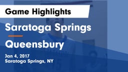 Saratoga Springs  vs Queensbury  Game Highlights - Jan 4, 2017