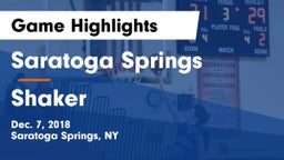 Saratoga Springs  vs Shaker  Game Highlights - Dec. 7, 2018