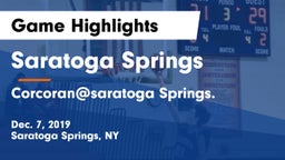 Saratoga Springs  vs Corcoran@saratoga Springs.  Game Highlights - Dec. 7, 2019