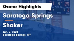Saratoga Springs  vs Shaker  Game Highlights - Jan. 7, 2020