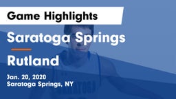 Saratoga Springs  vs Rutland  Game Highlights - Jan. 20, 2020