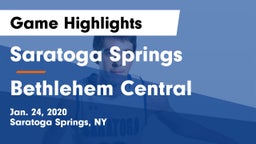 Saratoga Springs  vs Bethlehem Central  Game Highlights - Jan. 24, 2020