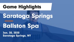 Saratoga Springs  vs Ballston Spa Game Highlights - Jan. 30, 2020