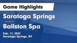 Saratoga Springs  vs Ballston Spa  Game Highlights - Feb. 11, 2022