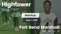 Matchup: Hightower High vs. Fort Bend Marshall  2018