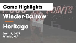 Winder-Barrow  vs Heritage  Game Highlights - Jan. 17, 2023