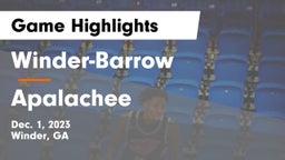 Winder-Barrow  vs Apalachee  Game Highlights - Dec. 1, 2023