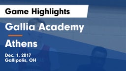 Gallia Academy vs Athens  Game Highlights - Dec. 1, 2017
