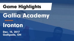 Gallia Academy vs Ironton  Game Highlights - Dec. 15, 2017