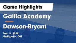 Gallia Academy vs Dawson-Bryant  Game Highlights - Jan. 5, 2018