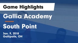Gallia Academy vs South Point  Game Highlights - Jan. 9, 2018