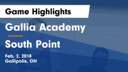 Gallia Academy vs South Point  Game Highlights - Feb. 2, 2018