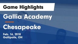 Gallia Academy vs Chesapeake  Game Highlights - Feb. 16, 2018