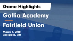 Gallia Academy vs Fairfield Union  Game Highlights - March 1, 2018