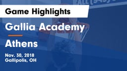 Gallia Academy vs Athens  Game Highlights - Nov. 30, 2018