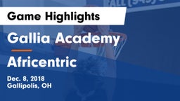 Gallia Academy vs Africentric  Game Highlights - Dec. 8, 2018