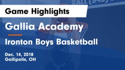 Gallia Academy vs Ironton Boys Basketball Game Highlights - Dec. 14, 2018