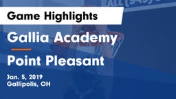 Gallia Academy vs Point Pleasant  Game Highlights - Jan. 5, 2019