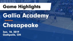 Gallia Academy vs Chesapeake  Game Highlights - Jan. 18, 2019