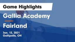 Gallia Academy vs Fairland  Game Highlights - Jan. 12, 2021