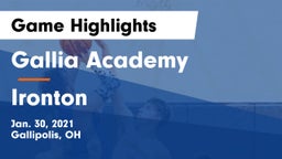 Gallia Academy vs Ironton  Game Highlights - Jan. 30, 2021