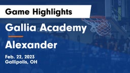 Gallia Academy vs Alexander  Game Highlights - Feb. 22, 2023