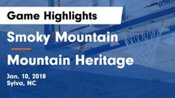 Smoky Mountain  vs Mountain Heritage  Game Highlights - Jan. 10, 2018