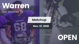 Matchup: Warren  vs. OPEN 2020