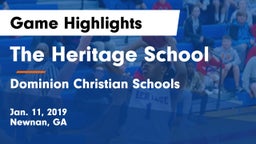 The Heritage School vs Dominion Christian Schools Game Highlights - Jan. 11, 2019