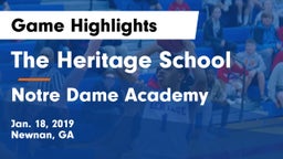 The Heritage School vs      Notre Dame Academy Game Highlights - Jan. 18, 2019