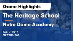 The Heritage School vs      Notre Dame Academy Game Highlights - Feb. 7, 2019