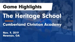 The Heritage School vs Cumberland Christian Academy  Game Highlights - Nov. 9, 2019