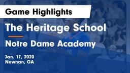 The Heritage School vs      Notre Dame Academy Game Highlights - Jan. 17, 2020