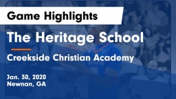 The Heritage School vs Creekside Christian Academy Game Highlights - Jan. 30, 2020