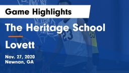 The Heritage School vs Lovett  Game Highlights - Nov. 27, 2020