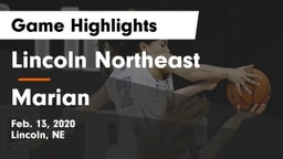 Lincoln Northeast  vs Marian  Game Highlights - Feb. 13, 2020