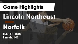 Lincoln Northeast  vs Norfolk  Game Highlights - Feb. 21, 2020