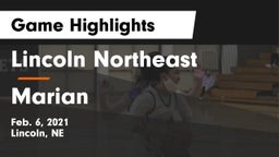 Lincoln Northeast  vs Marian  Game Highlights - Feb. 6, 2021