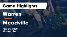 Warren  vs Meadville  Game Highlights - Jan. 25, 2020
